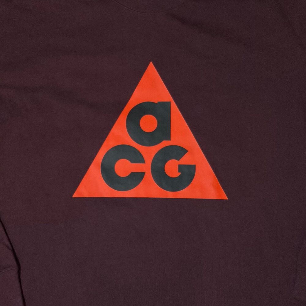 ACG T-Shirt Mens Large Burgundy Long Sleeve Graphic Crew Neck Pullover NWT - Picture 4 of 6